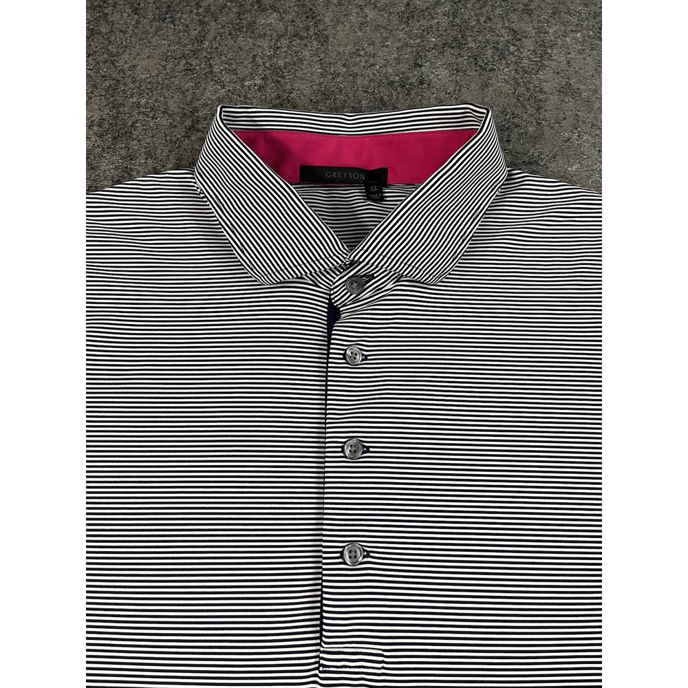 Greyson Clothiers Golf Polo Shirt Mens XL Navy Stripe No Logos Performance